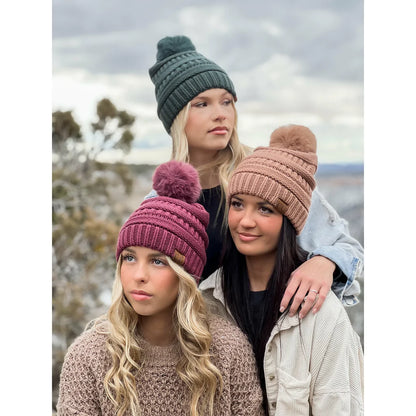 Classic Matching Fur Pom CC Beanie, Personalization available