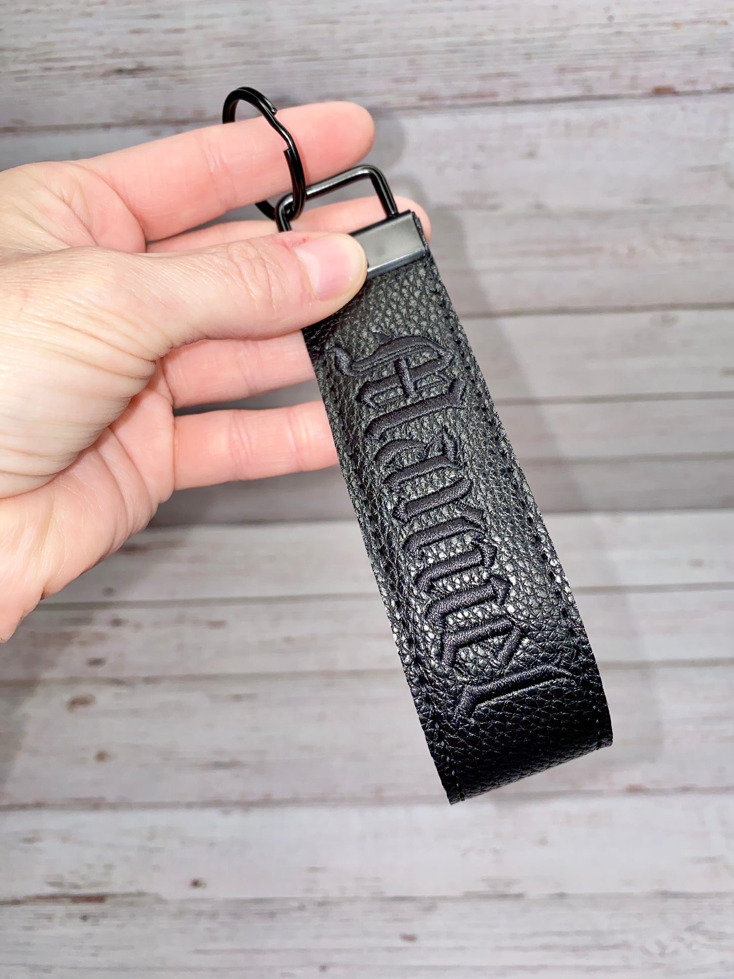 Personalized keychain with Gothic/Tattoo font and custom name