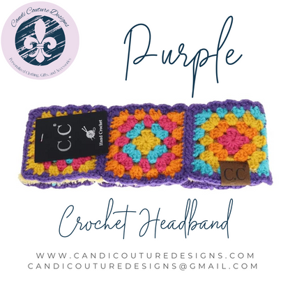 Mustard Fuzzy Lined Multi Color Crochet Head Wrap - C.C Brand
