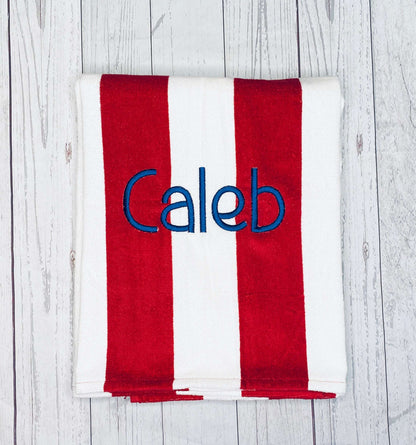 Personalized Striped Beach Towel, Monogrammed Swim Towel