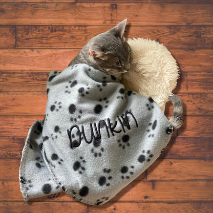 Custom Cat Blanket, Monogrammed Dog Blanket, Puppy Name Blanket, Cat Blanket, Embroidered Fleece Blanket, Pet Bedding, Cat Bed with Name