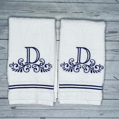 Monogrammed Hand Towel for Bathroom, Decorative Bathroom Towels, Personalized Towels, Monogrammed Towels, Initial with Flourish, Guest Towel