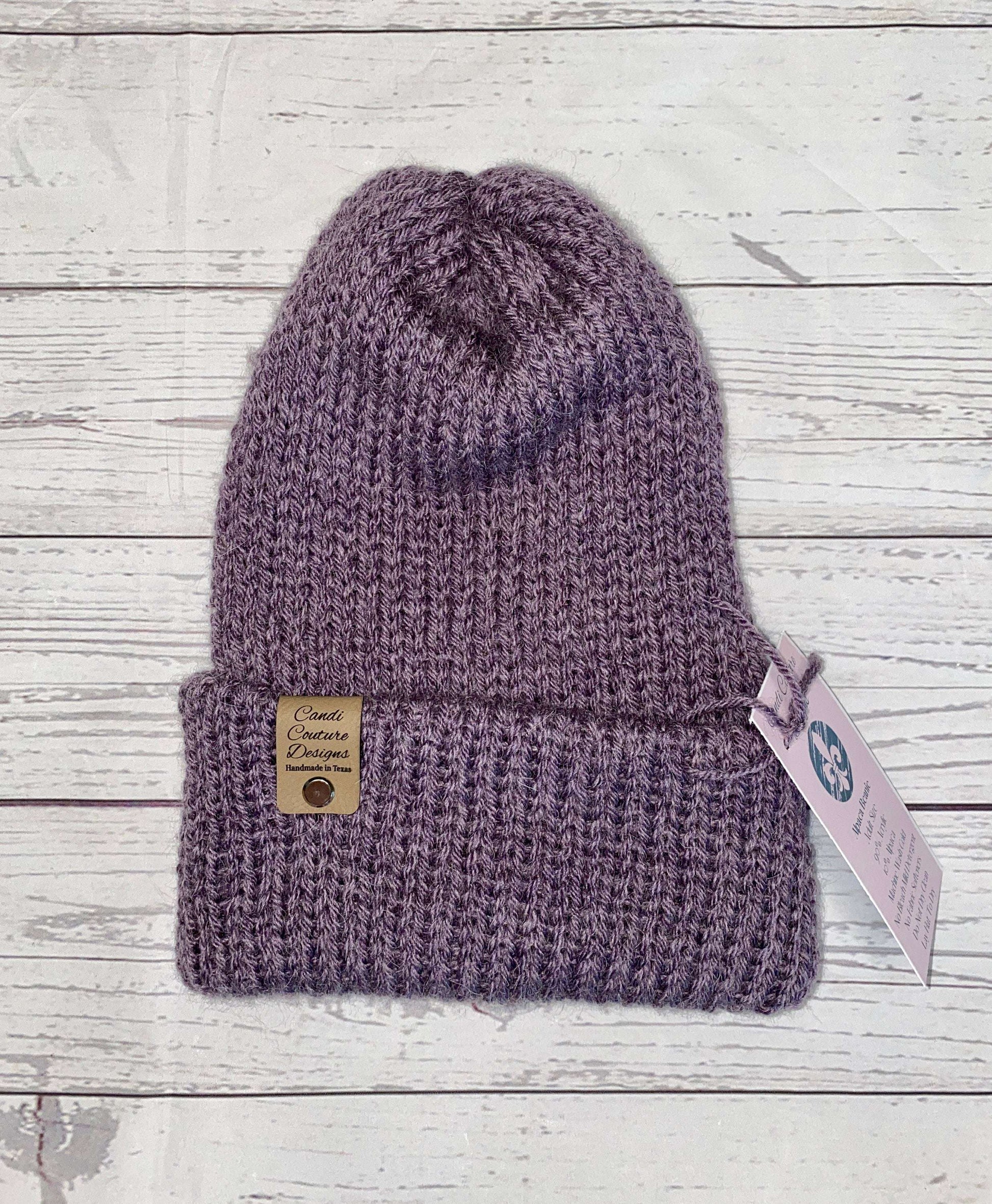 Alpaca Knit Beanie with Monogram and Puff