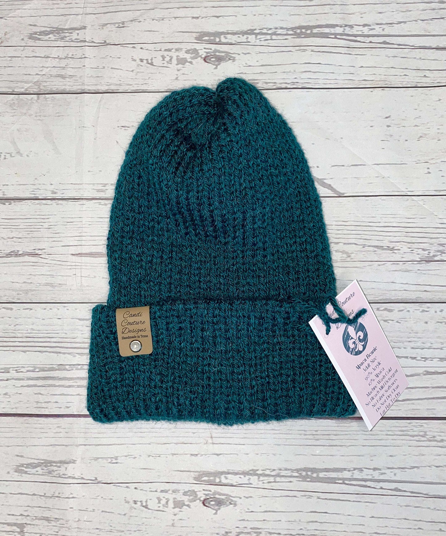 Alpaca Knit Beanie with Monogram and Puff