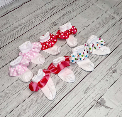 Valentine Ruffle Socks - Babies, Toddlers, and Girls Sizes