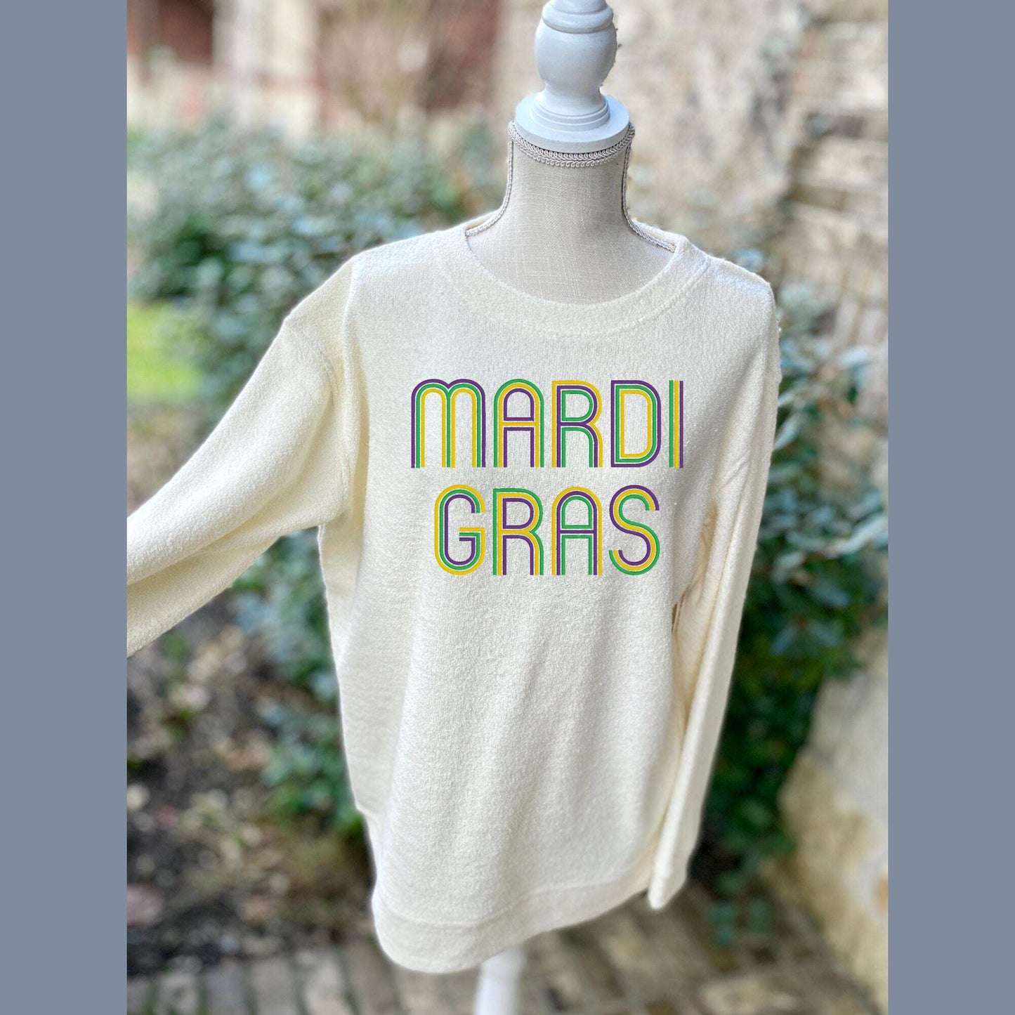 Mardi Gras Cozy Pullover, Custom Embroidered Sweater