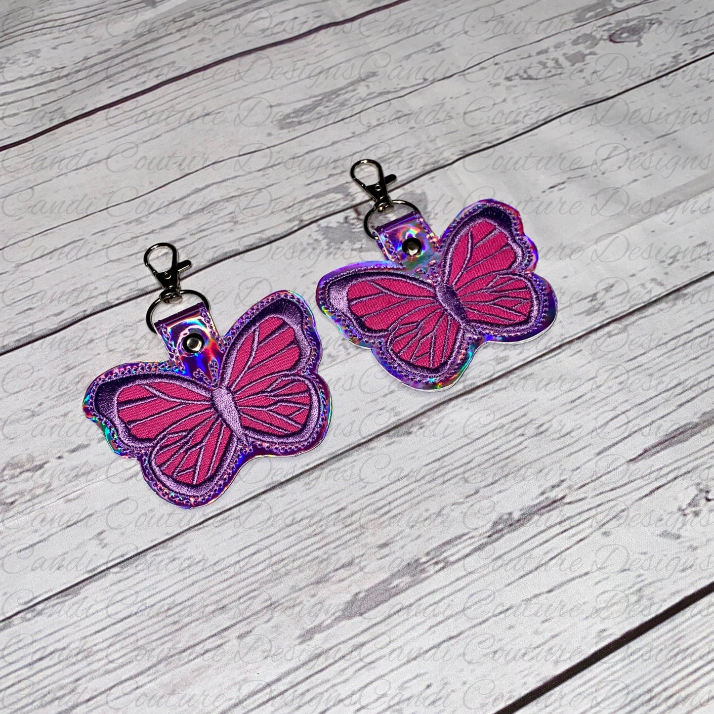 Butterfly Keychain, Embroidered Butterfly Key Fob