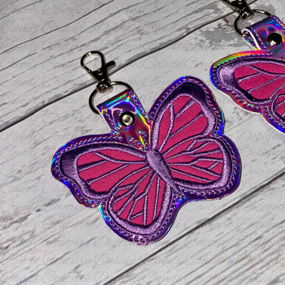 Butterfly Keychain, Embroidered Butterfly Key Fob