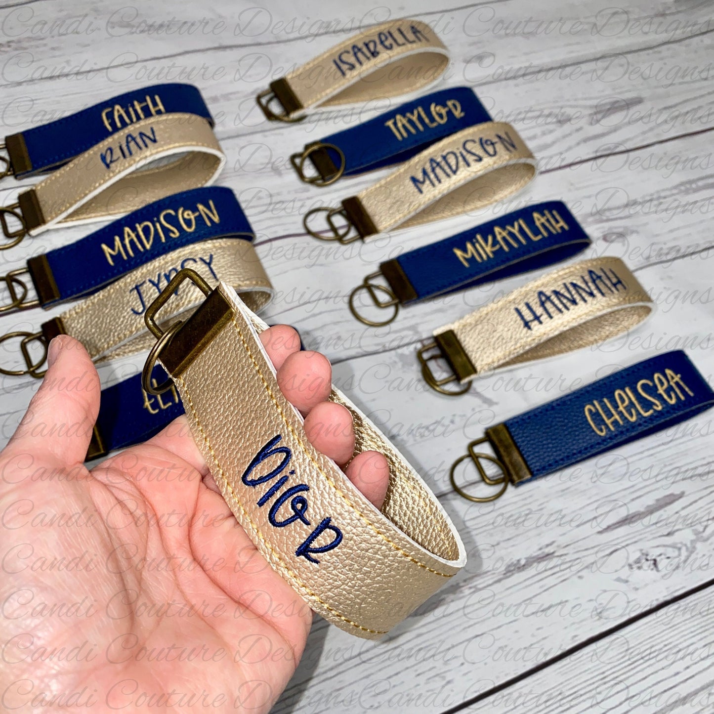 Personalized Keychain Wristlet, Embroidered Key Fob