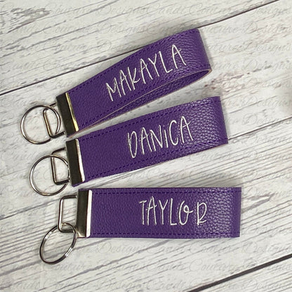 Personalized Faux Leather Bachelorette Keychain for Women, Embroidered Key Fob, Custom Name Key Fob, Handbag Keychain, Bridal Party Gift