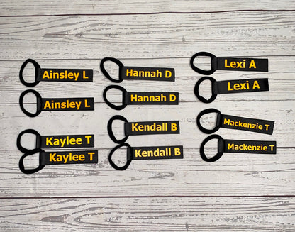 Personalized Cheer Pom Name Tag Labels, Cheerleading Team Gift, Custom School Colors Cheer Dance Pom Pom Tag, Cheer Accessories,