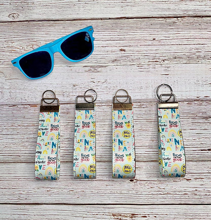 Pet Lover Paw Print Faux Leather Keychain, Rainbow Dog Cat Key Fob, Vacation Flight Tag for Luggage, Wristlet for Clutch, Zipper Pull Gift