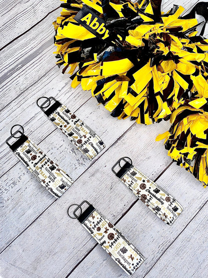 Cheer Keychain for Team Gift, Faux Leather Key Fob, Vacation Flight Tag for Luggage, Wristlet for Clutch, Gift for Her