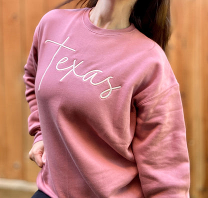 Embroidered State Name Crewneck Sweatshirt for Women, State Pride Stitched Sweater, State College Pullover, Cute Oversized Sweatshirts