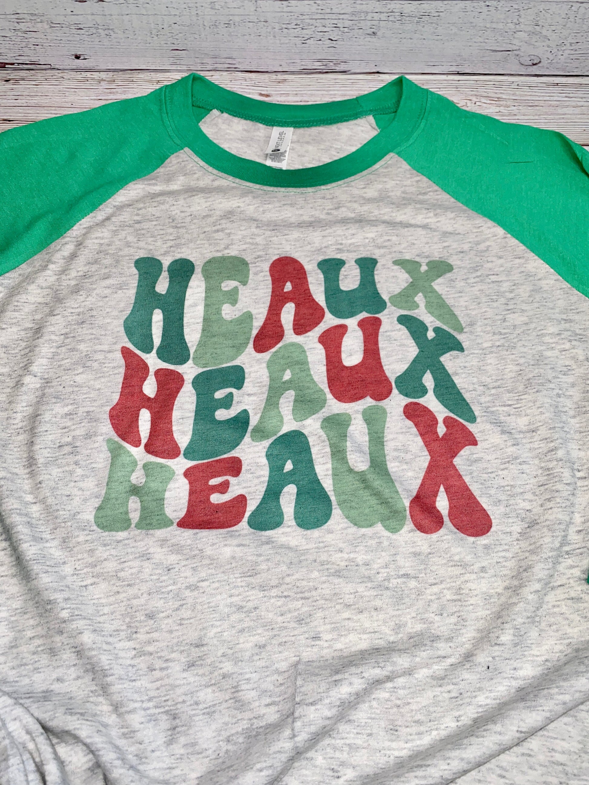 Heaux Heaux Heaux Raglan Shirt, Cajun Christmas T-shirt, Holiday Shirt, Louisiana Ho Ho Ho Shirt, Retro Cajun Wording, Cajun Gifts Louisiana