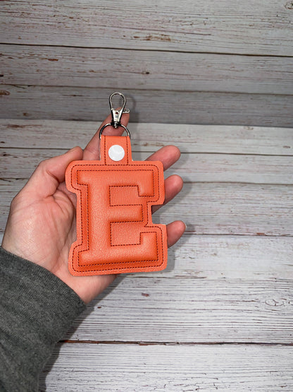 Faux Leather Puff Block Font Key Chains, Varsity Letters for Keychains, Monogram Keychains, Customized Initial Key Fobs, Burnt Orange