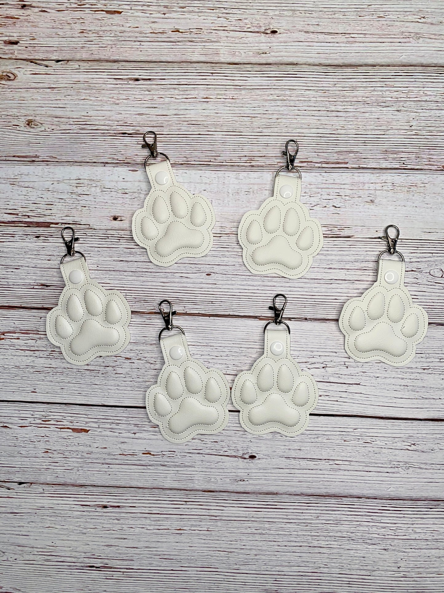 Faux Leather Puff Paw Print Key Chain, Dog Lover Gift, Custom Cat Lover Gift Wristlet Key Fob, Gift for Pet Lovers, School Spirit, Cats