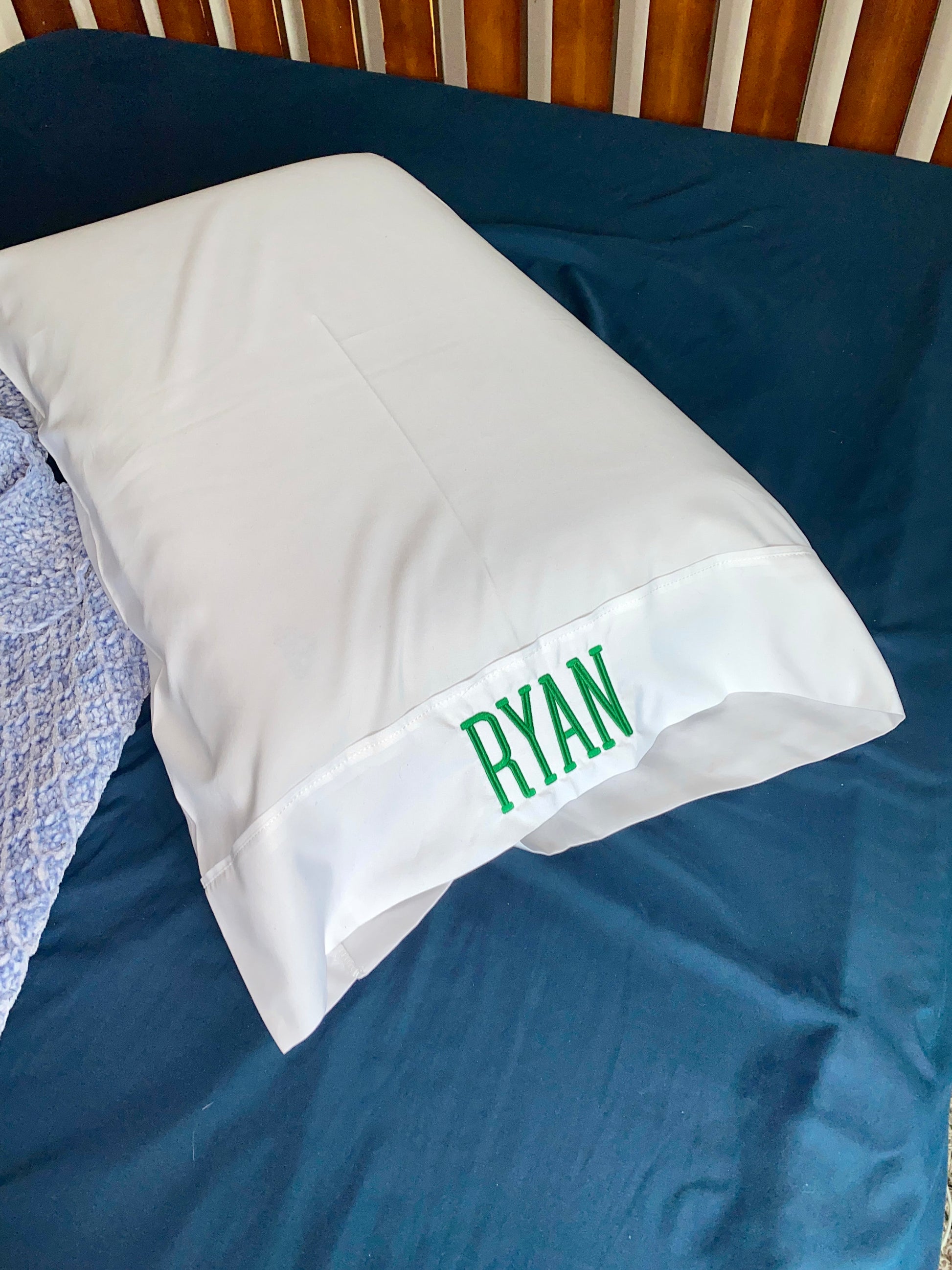 Monogrammed Pillowcase for Travelers, Embroidered Pillow Cover for camping, Customized pillowcase for Road Trips, Summer Camp Personalized