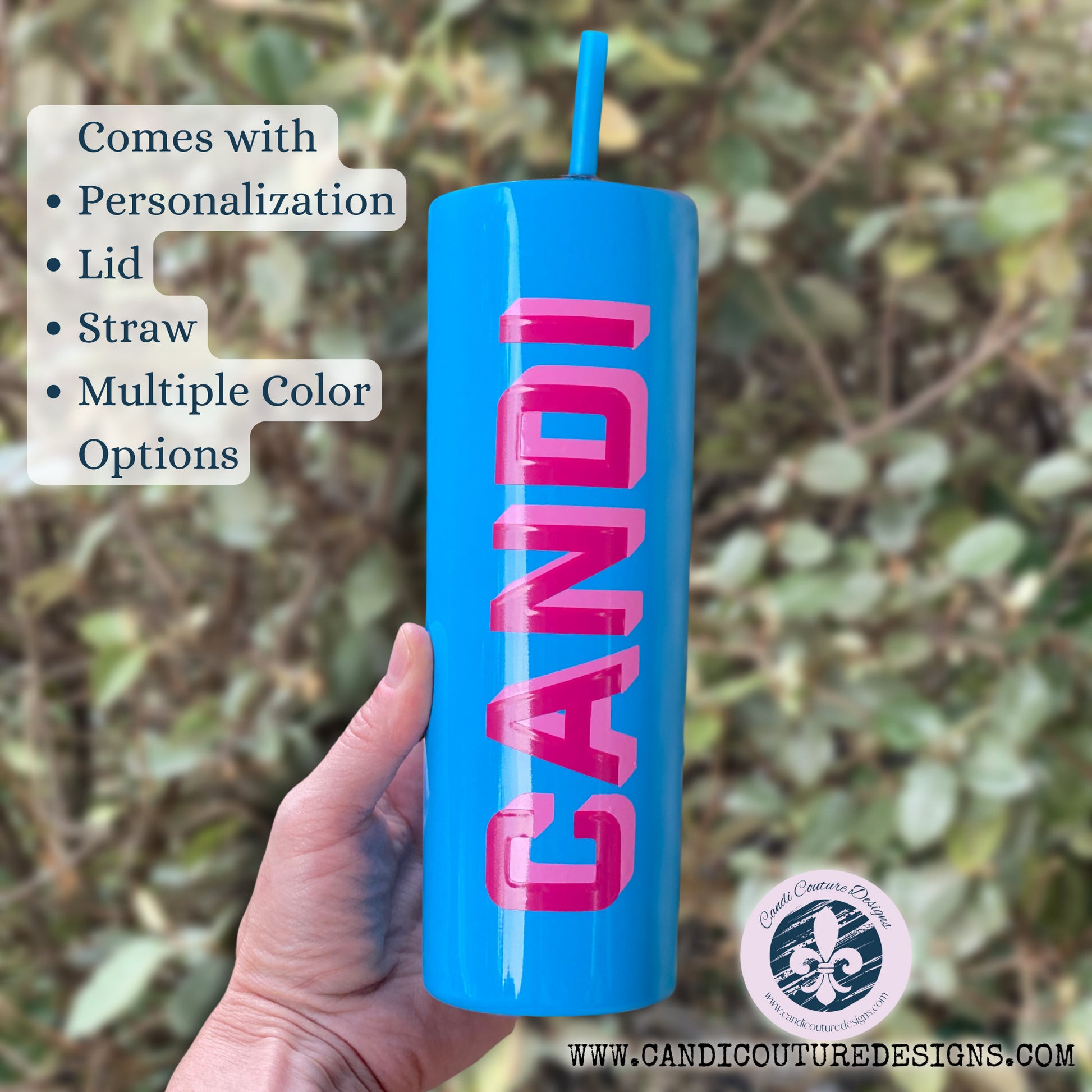 Personalized Skinny Tumbler with Lid and Straw, Custom Insulated Tumbler with Name,