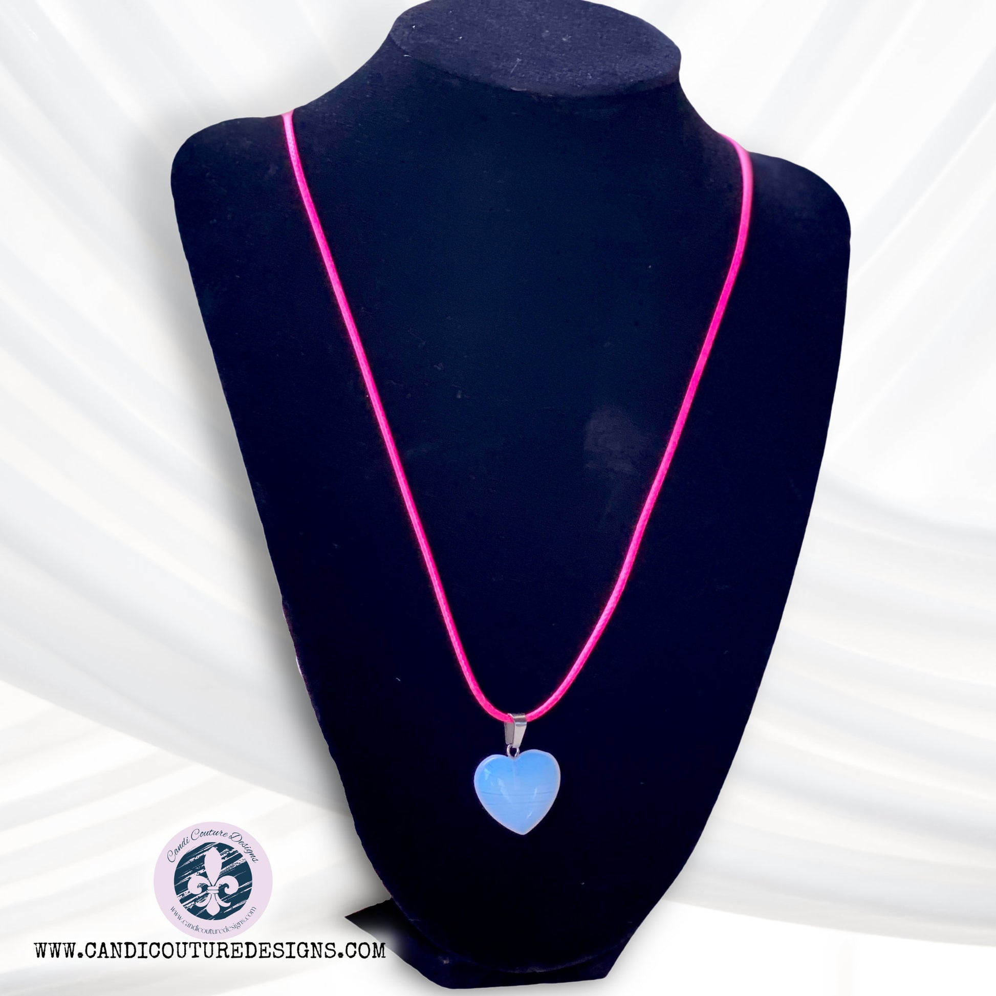 Heart pendant necklace with waxed cord