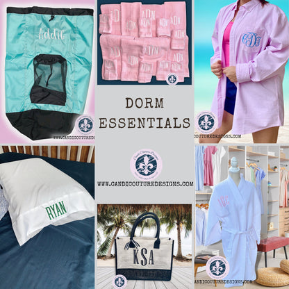 Monogrammed Laundry Bag for Dorm, Backpack Style Laundry Tote, Custom Clothes Hamper for Traveling, Laundromat, Apartment Living,